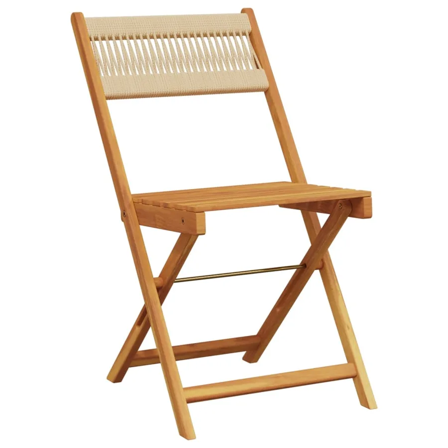 Chaises de bistrot lot de 2 beige bois d'acacia et corde - 4