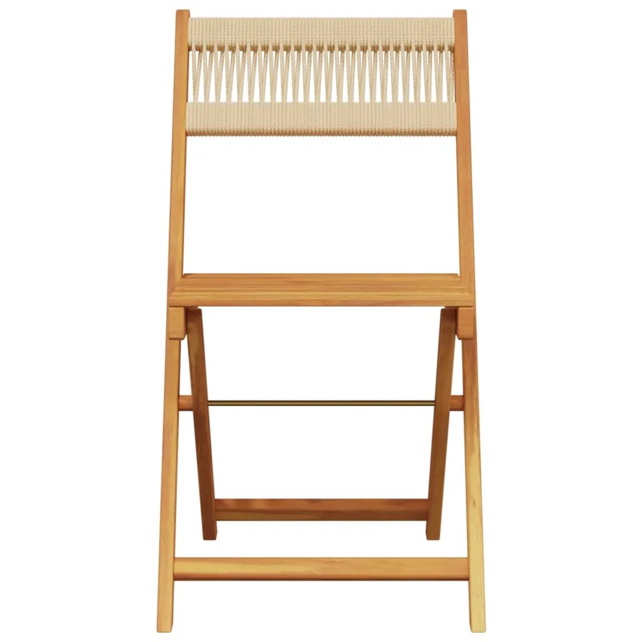 Chaises de bistrot lot de 2 beige bois d'acacia et corde - 5