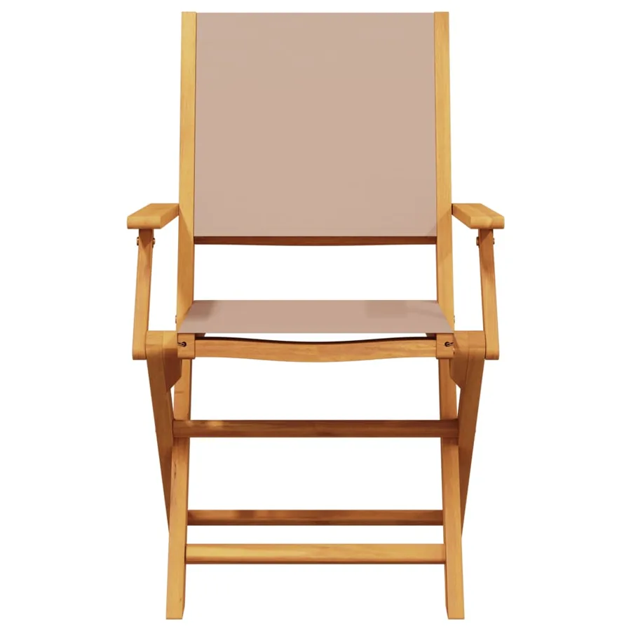 Chaises de jardin pliantes lot de 4 taupe tissu et bois massif - 4