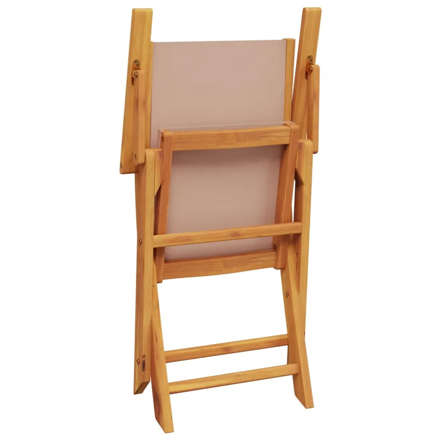 Chaises de jardin pliantes lot de 4 taupe tissu et bois massif - 7