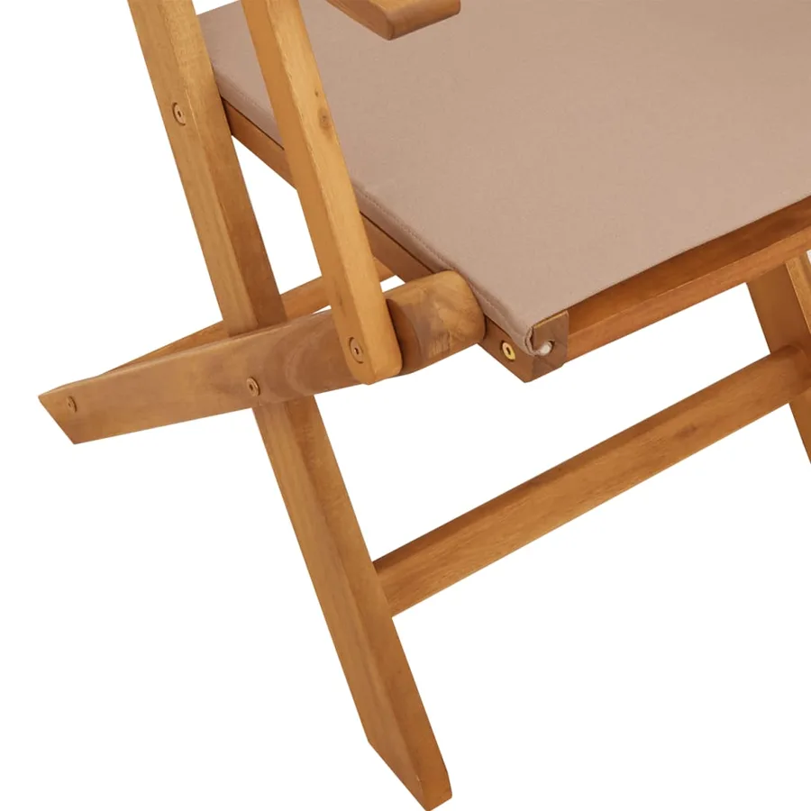 Chaises de jardin pliantes lot de 4 taupe tissu et bois massif - 8