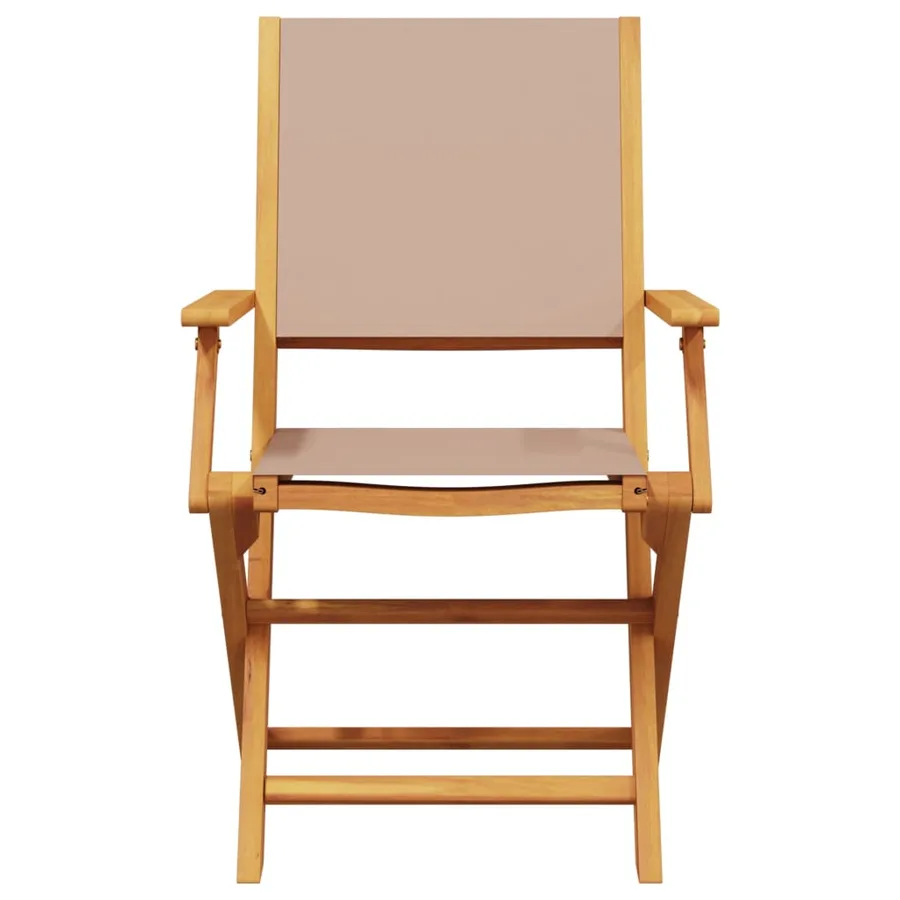 Chaises de jardin pliantes lot de 8 taupe tissu et bois massif - 4