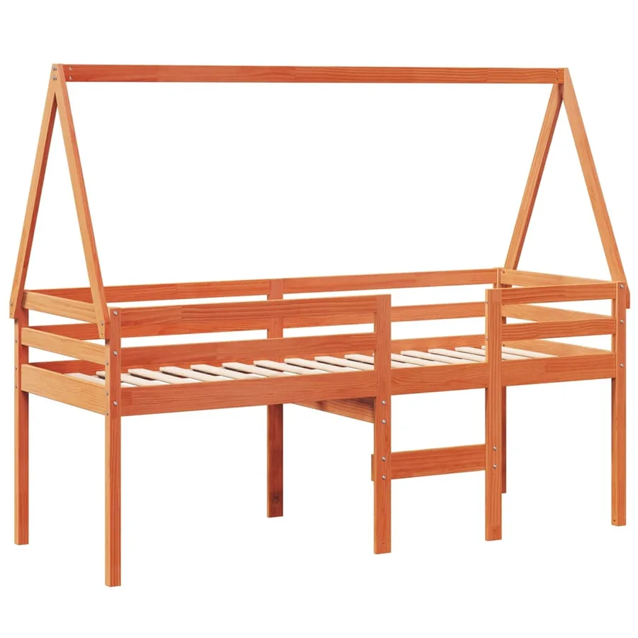 Lit haut sans matelas cire marron 80x200 cm bois de pin massif - 3