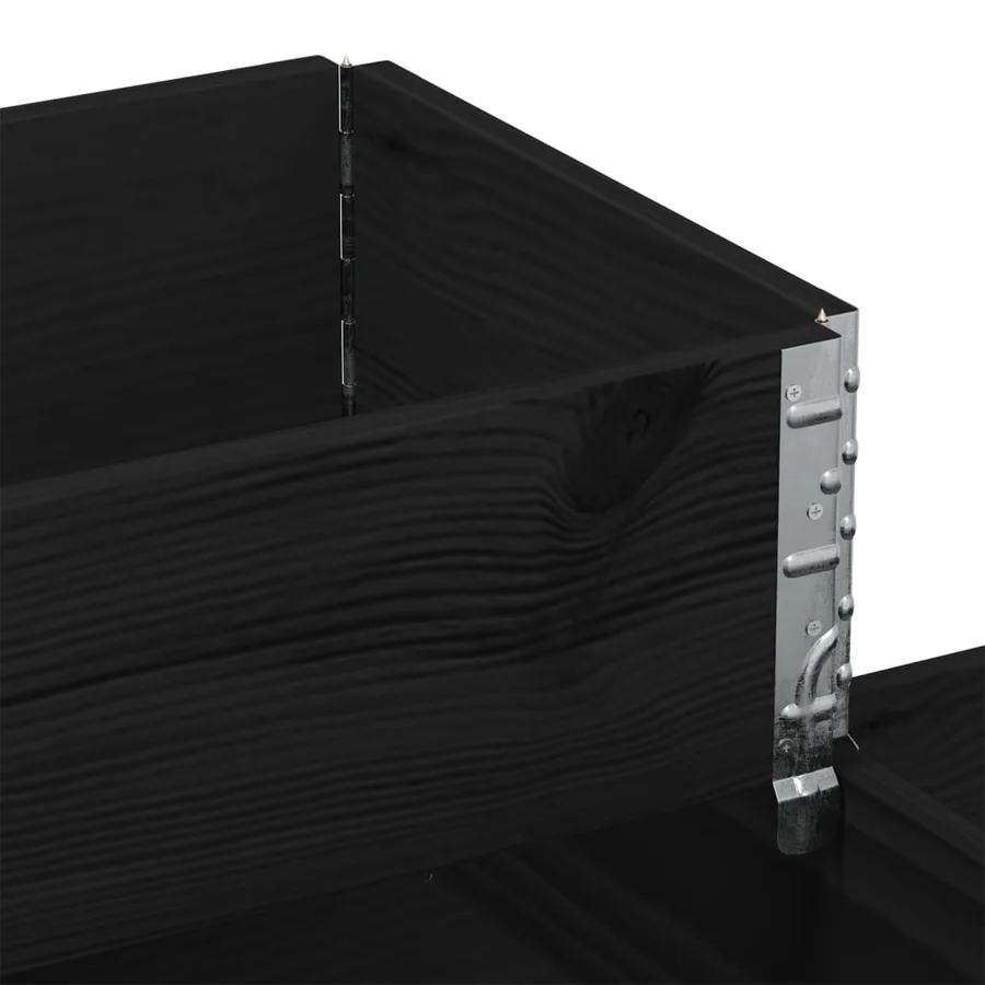 Lit surélevé à 3 niveaux noir 120x80 cm bois de pin massif - 7
