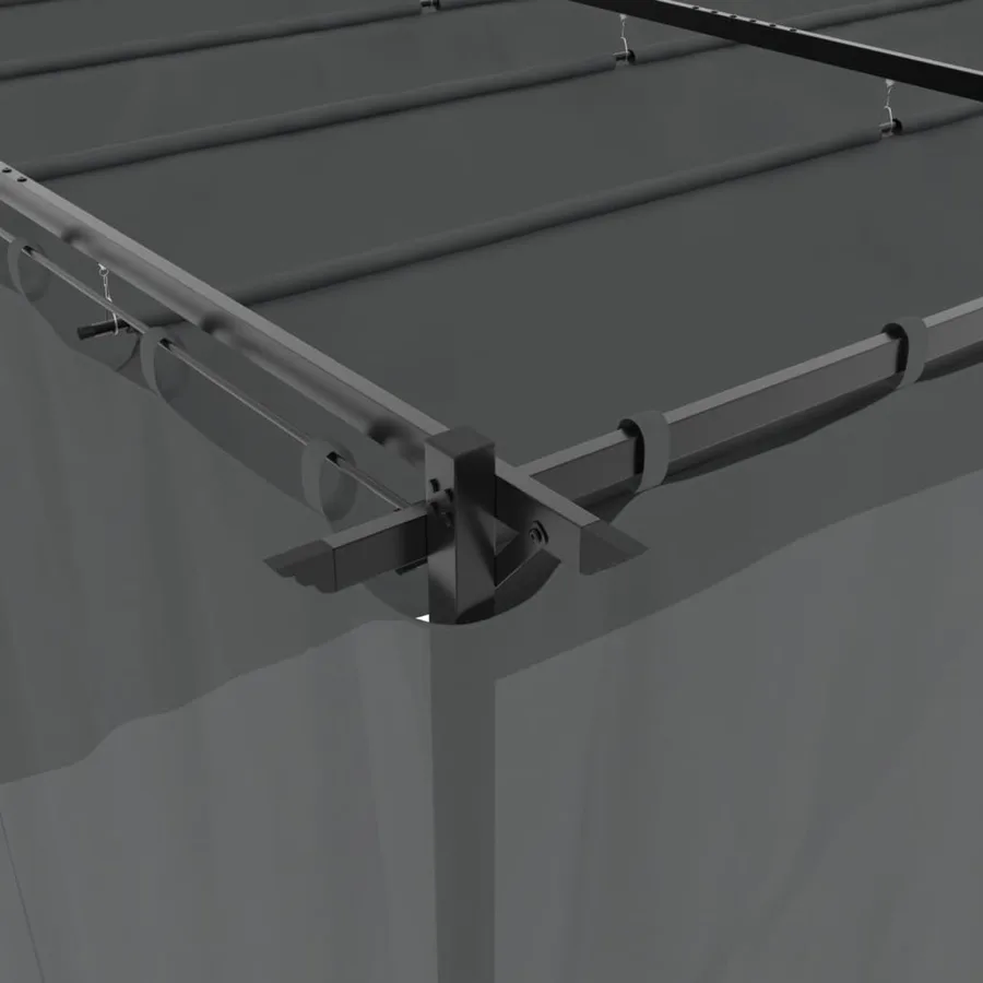 Tonnelle avec rideaux anthracite 6x3 m acier - 7