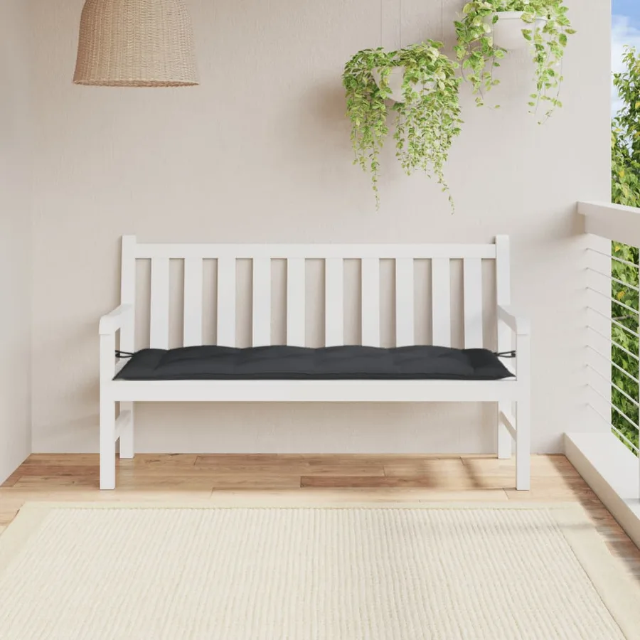 Coussin de banc de jardin anthracite mélangé 150x50x7 cm tissu - 3