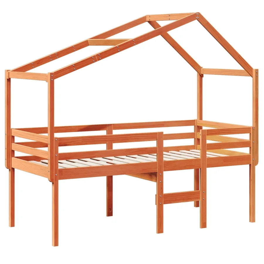Lit haut sans matelas cire marron 80x200 cm bois de pin massif - 3