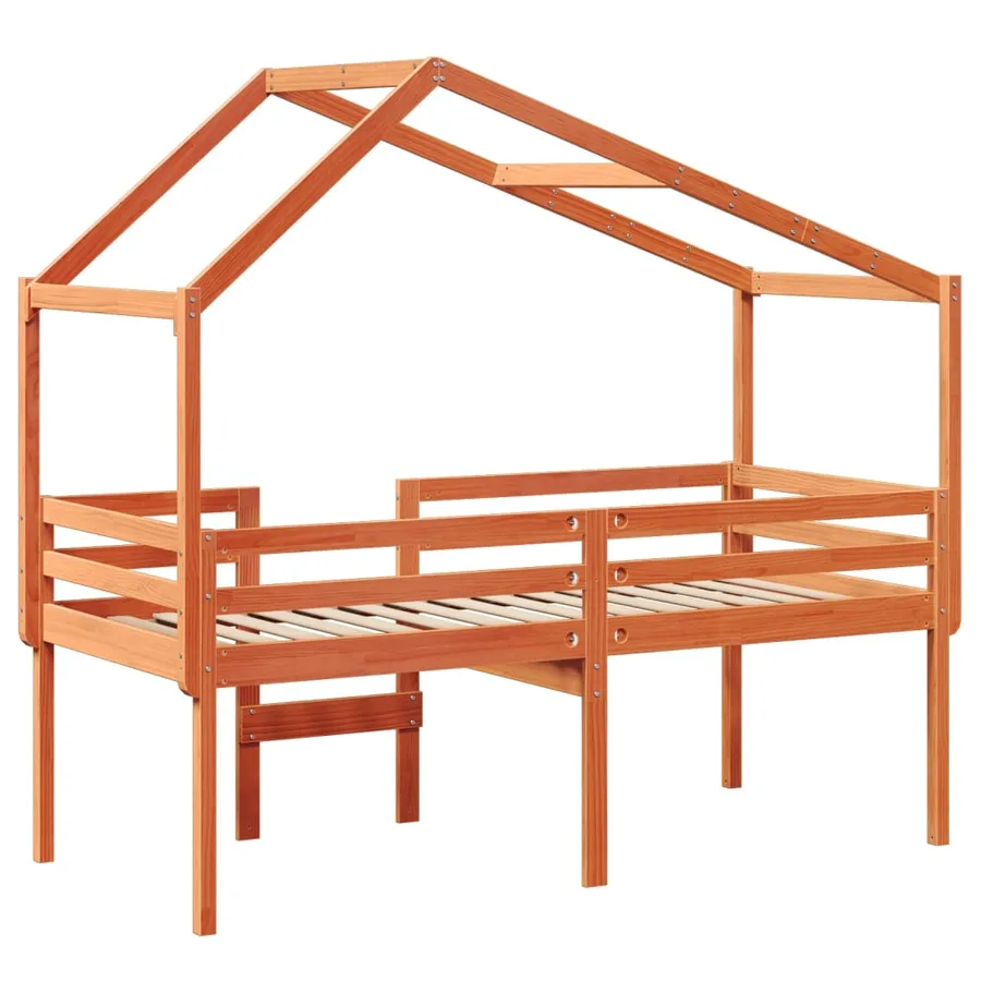 Lit haut sans matelas cire marron 80x200 cm bois de pin massif - 8