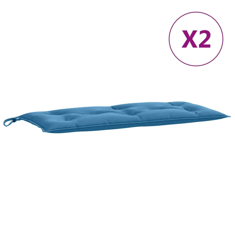 Coussins de banc de jardin lot de 2 bleu mélangé tissu - 4