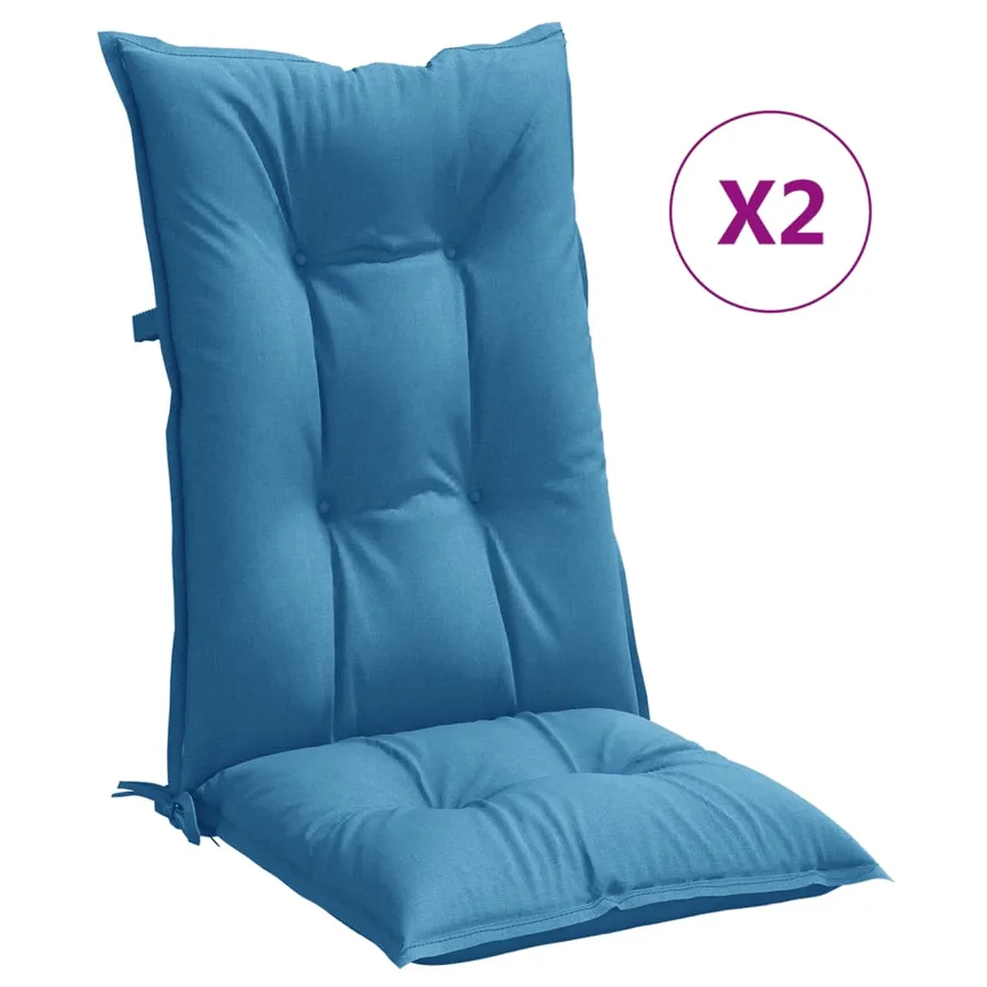 Coussins de chaise à dossier haut lot de 2 bleu mélangé tissu - 2