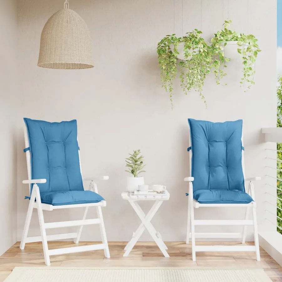 Coussins de chaise à dossier haut lot de 2 bleu mélangé tissu - 3