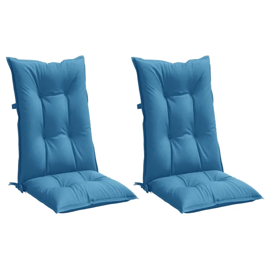 Coussins de chaise à dossier haut lot de 2 bleu mélangé tissu - 4