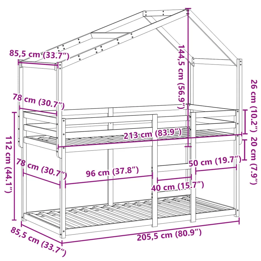 Lit superposé sans matelas cire marron 80x200 cm pin massif - 12