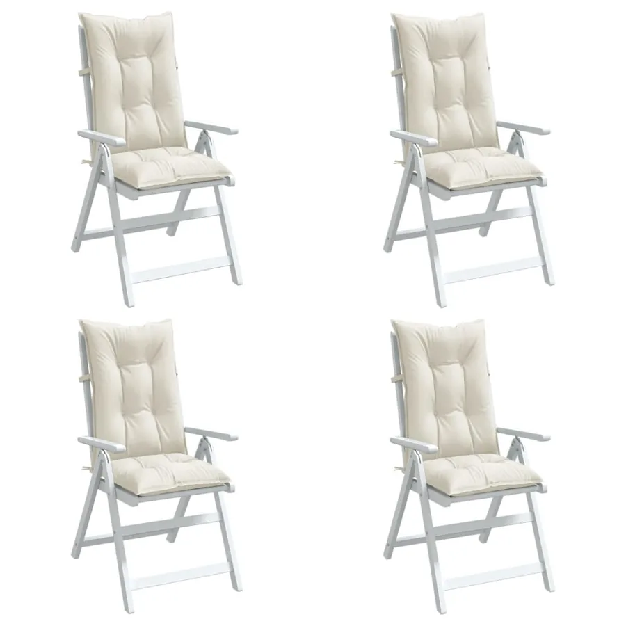 Coussins de chaise à dossier haut lot de 4 crème mélangé tissu