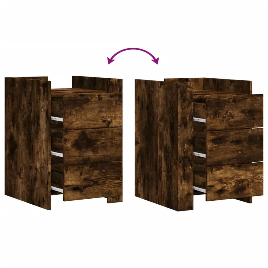 Table de chevet chêne fumé 45x50x65 cm bois d'ingénierie - 7