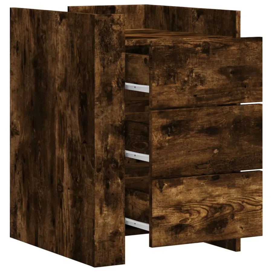 Table de chevet chêne fumé 45x50x65 cm bois d'ingénierie - 8