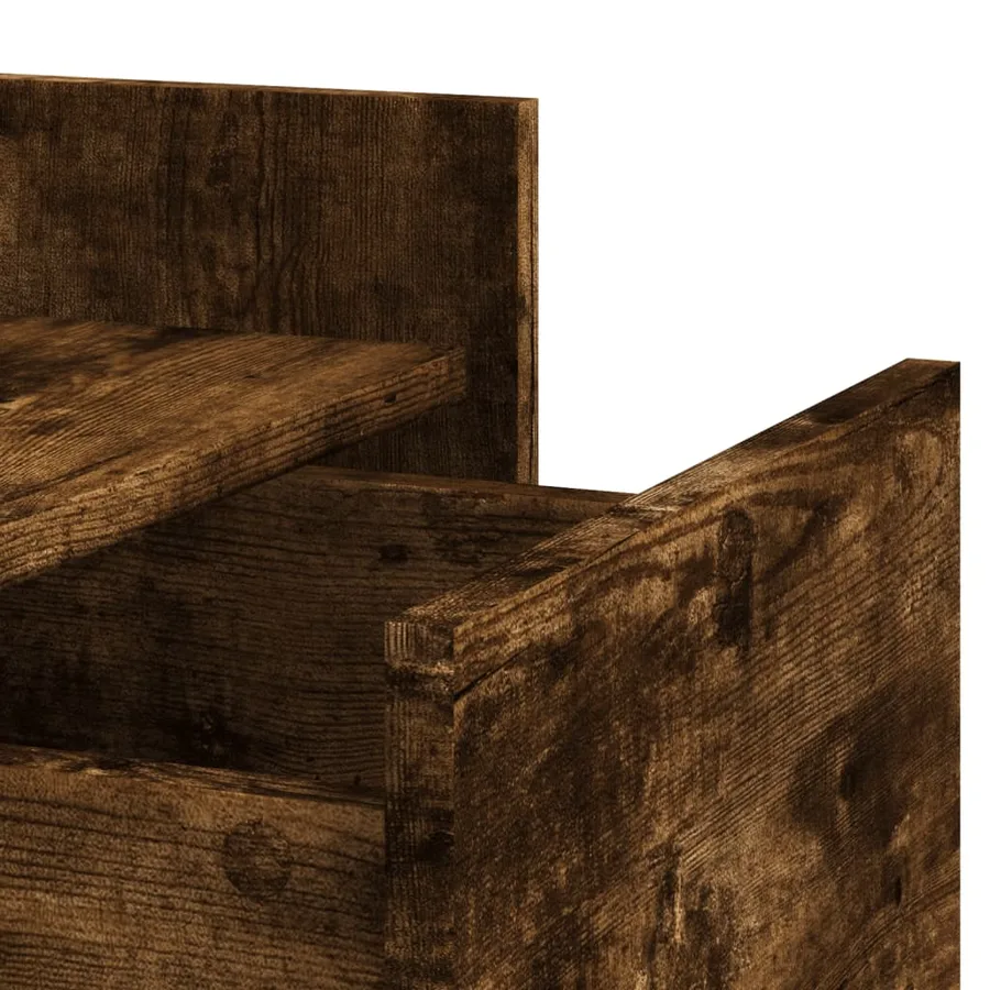Table de chevet chêne fumé 45x50x65 cm bois d'ingénierie - 9