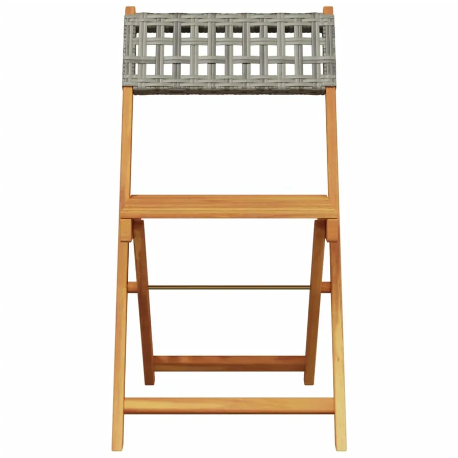 Ensemble de bistro 3 pcs gris résine tressée et bois massif - 6