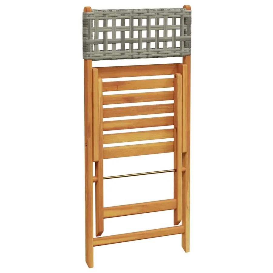 Chaises de jardin pliantes lot de 6 gris poly rotin bois massif - 7