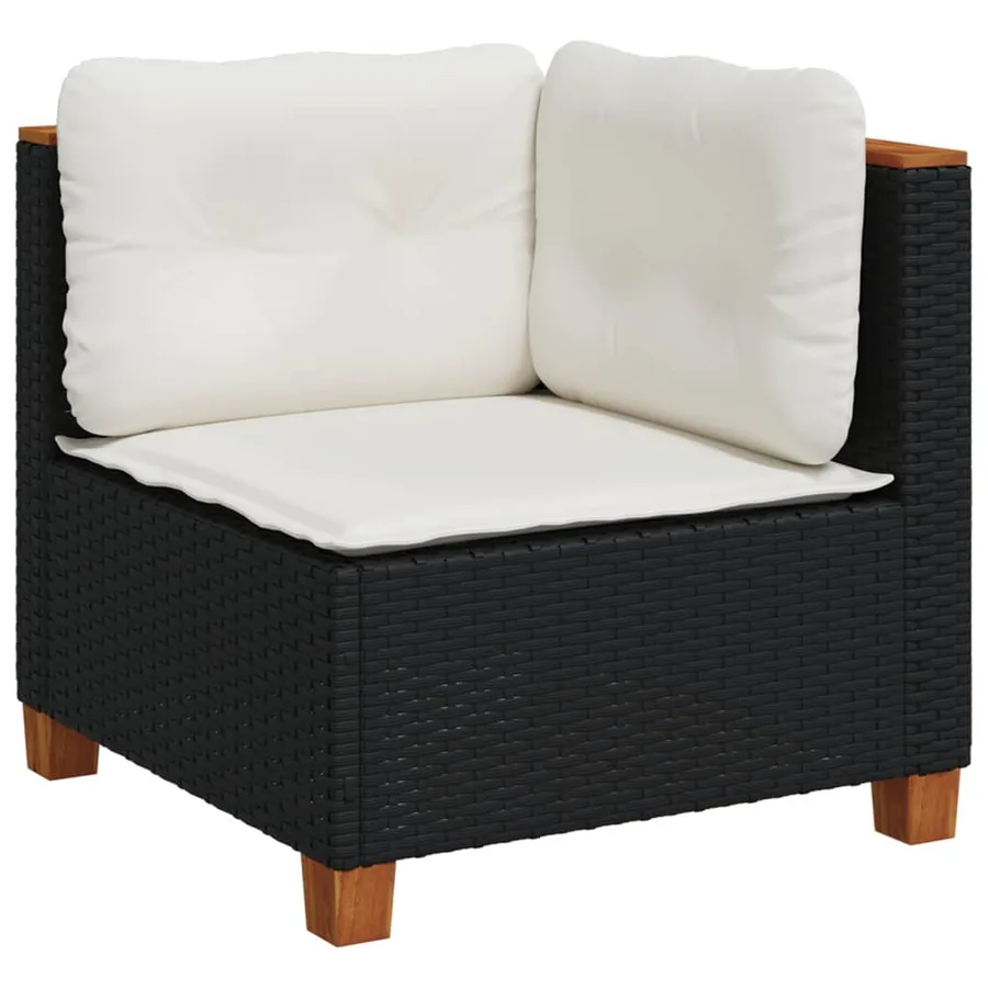 Salon de jardin 5 pcs avec coussins noir résine tressée - 3