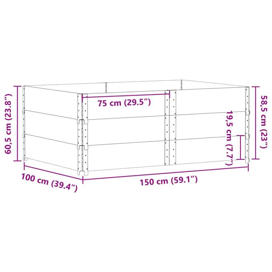 Jardinière 150x100 cm bois de pin massif - 8