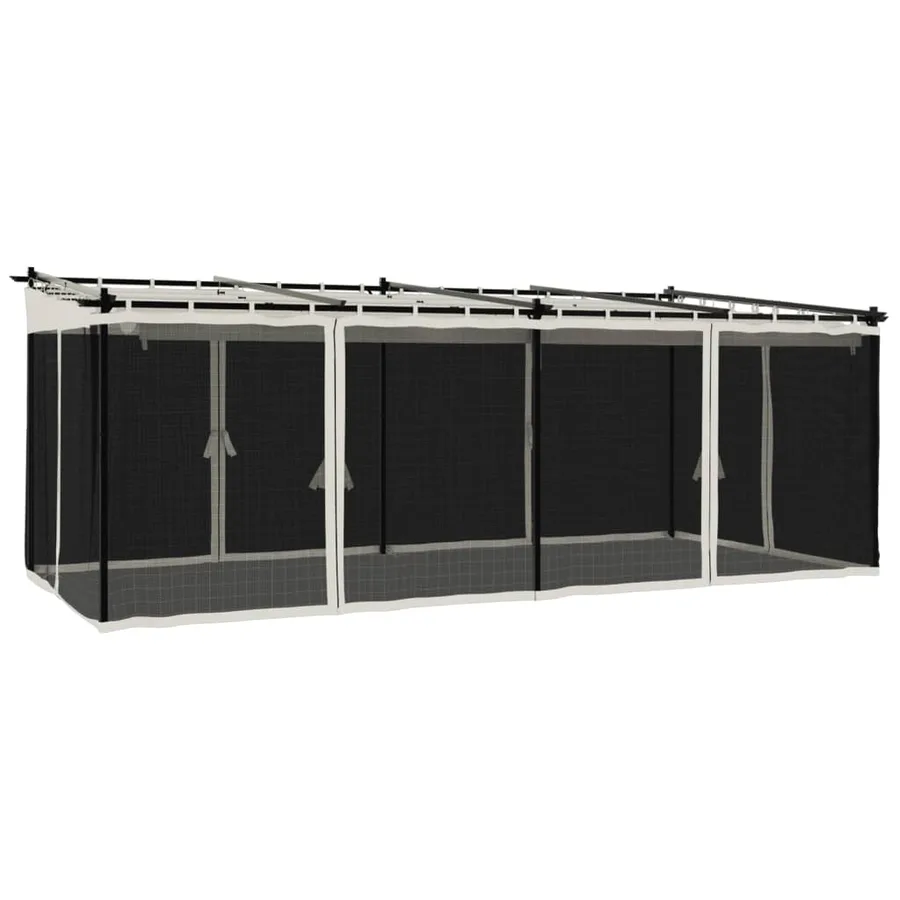 Tonnelle avec parois en filet crème 6x3 m acier - 2