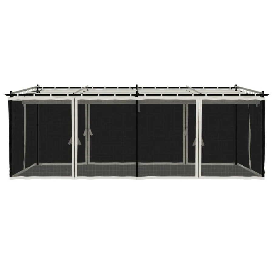 Tonnelle avec parois en filet crème 6x3 m acier - 4