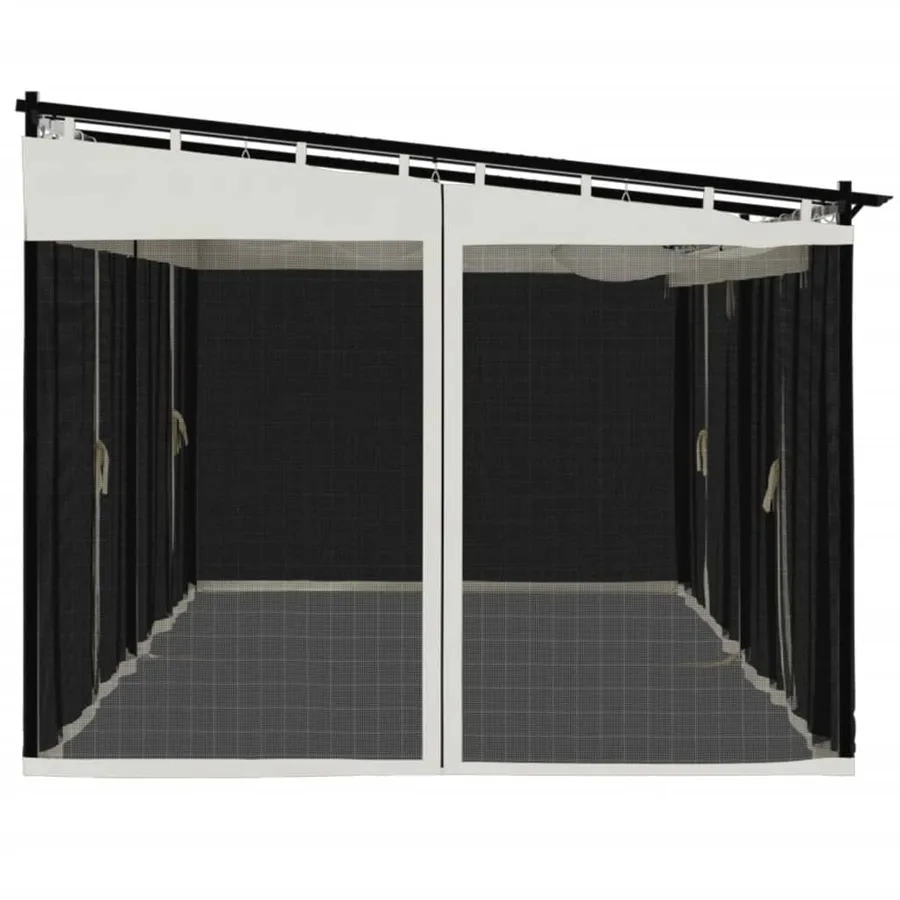 Tonnelle avec parois en filet crème 6x3 m acier - 5