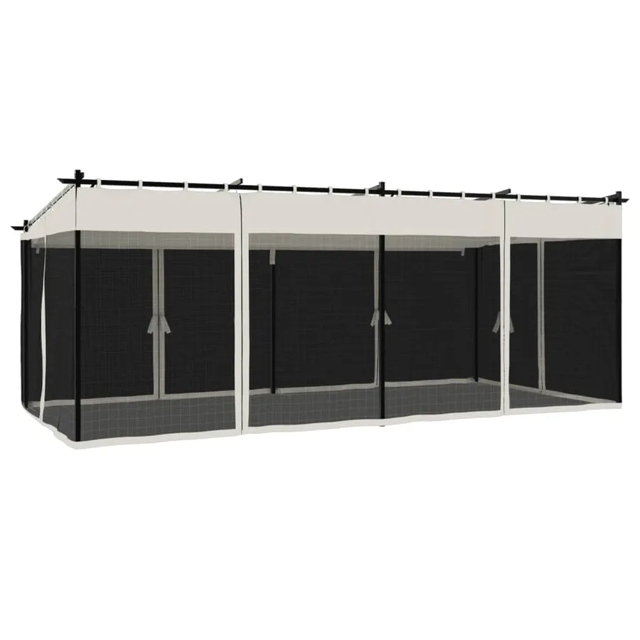 Tonnelle avec parois en filet crème 6x3 m acier - 6