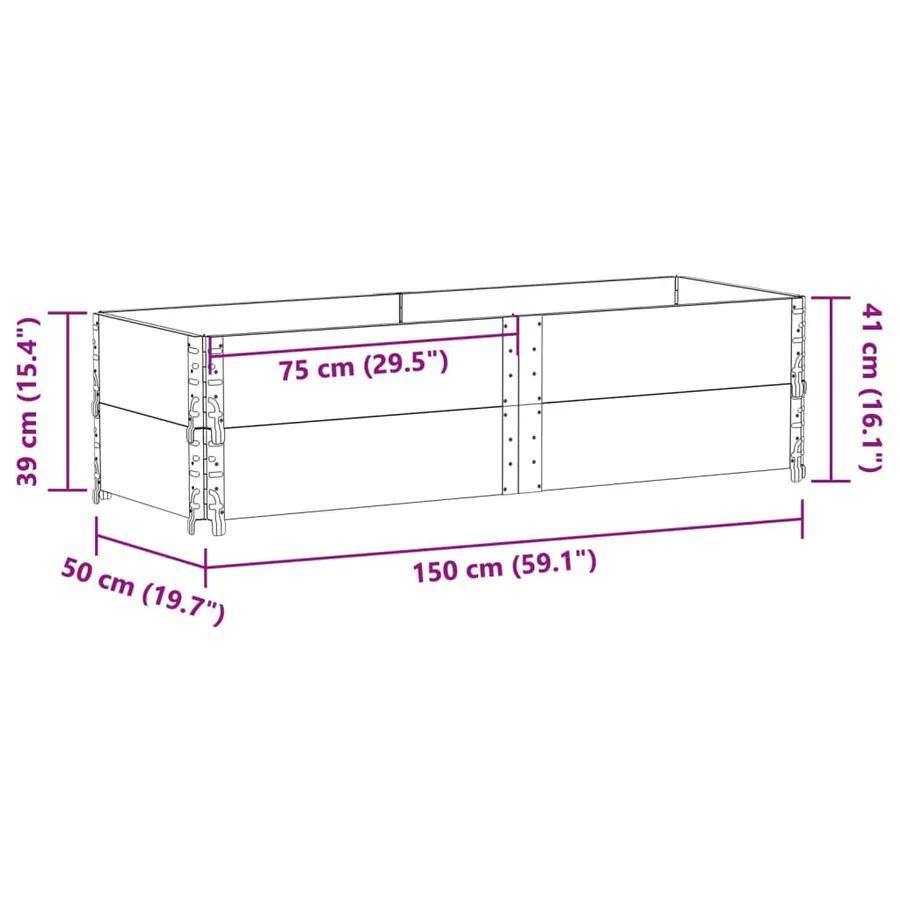 Jardinière 150x50 cm bois de pin massif - 8
