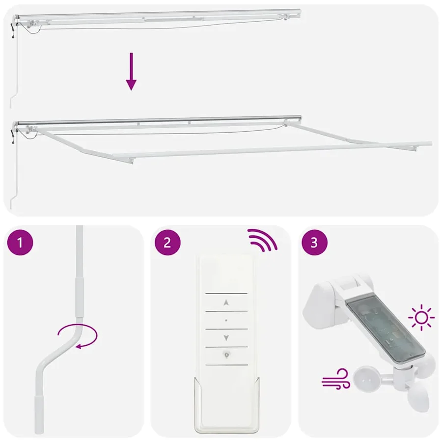 Auvent rétractable automatique avec LED anthracite et blanc - 16