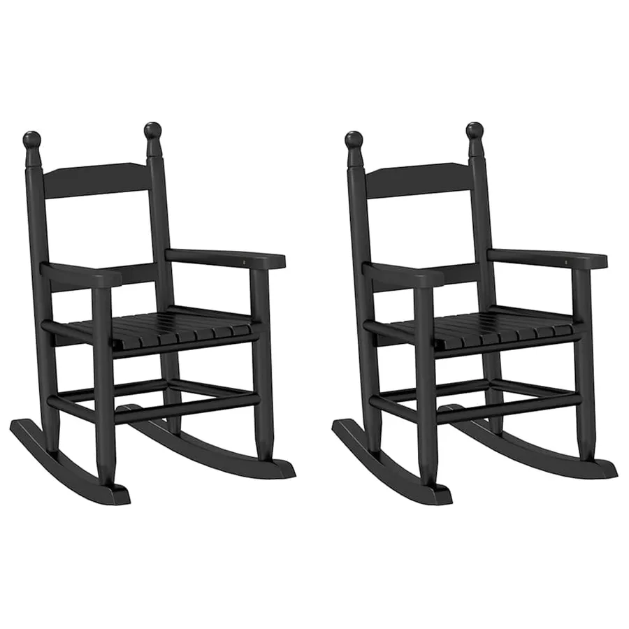 Chaises à bascule enfants lot de 2 noir bois de peuplier massif - 2