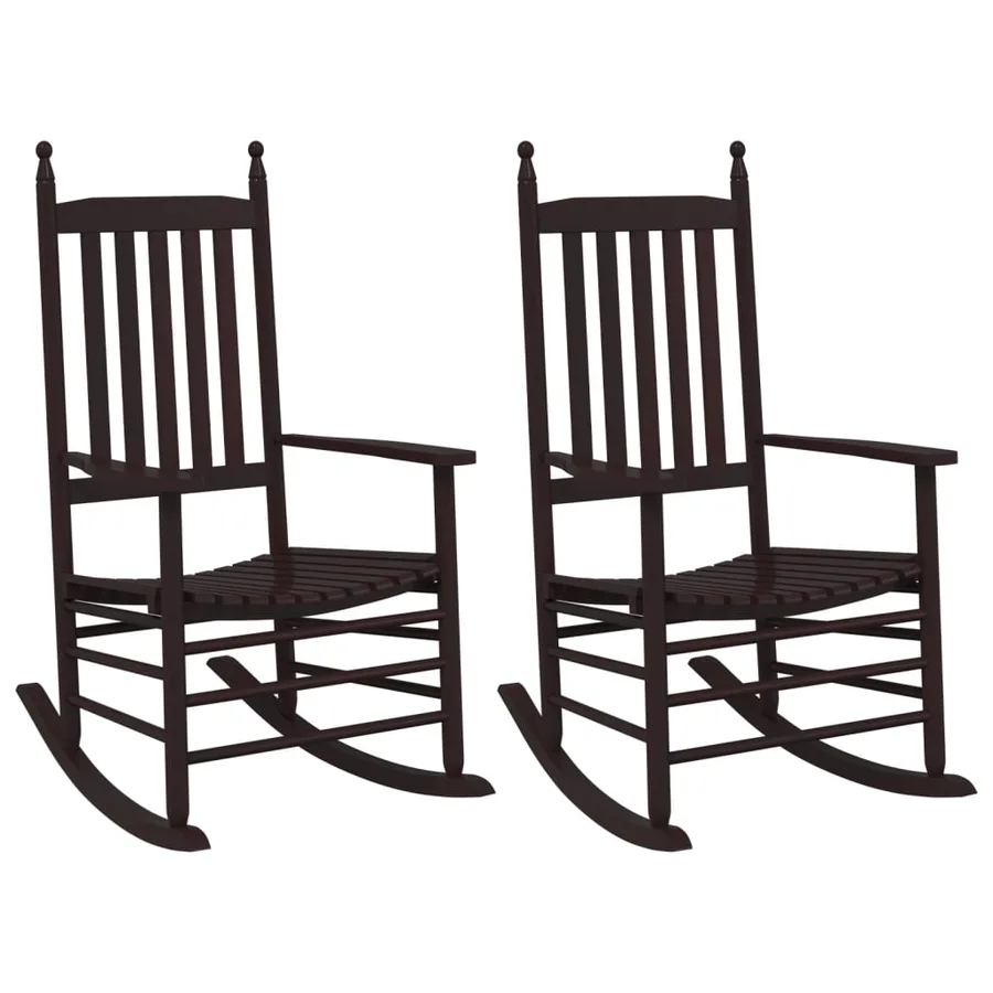 Chaises à bascule sièges incurvés lot de 2 brun peuplier massif - 2