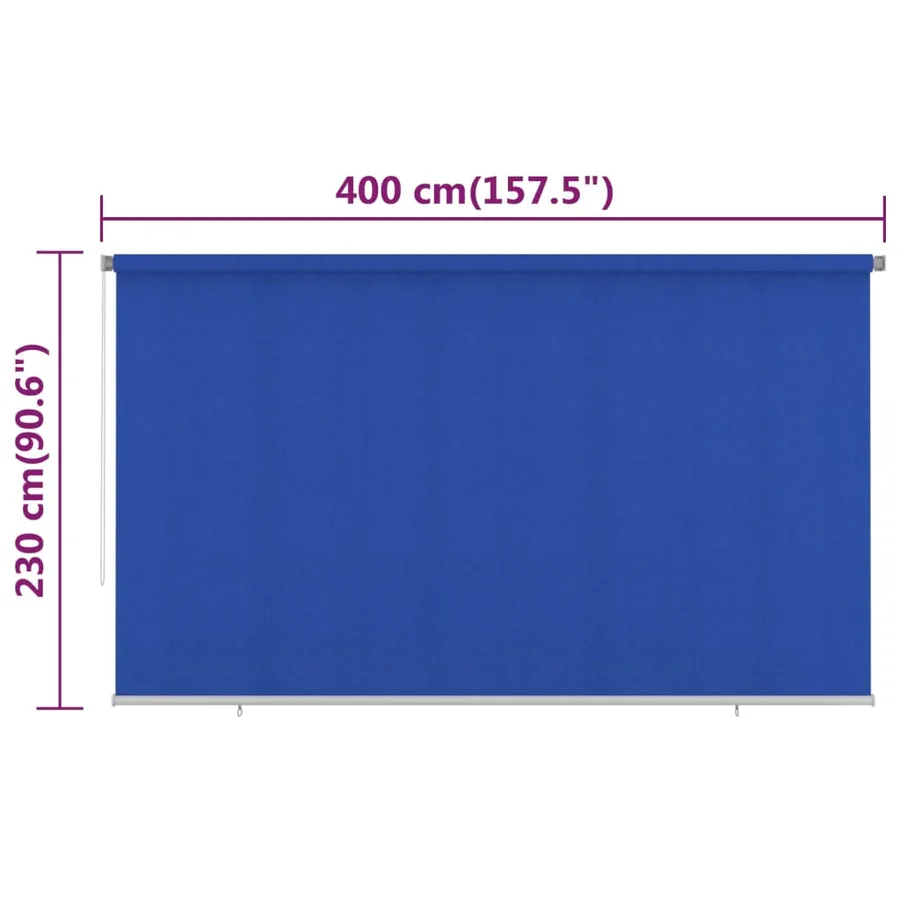 Store roulant d'extérieur 405 (l) x 230 (H) cm bleu HDPE - 6