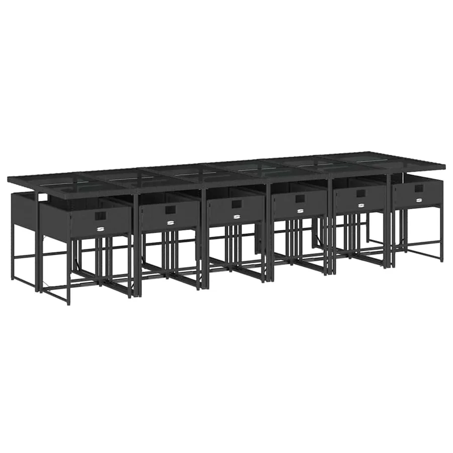 Ensemble à manger de jardin 13 pcs coussins noir résine tressée - 5