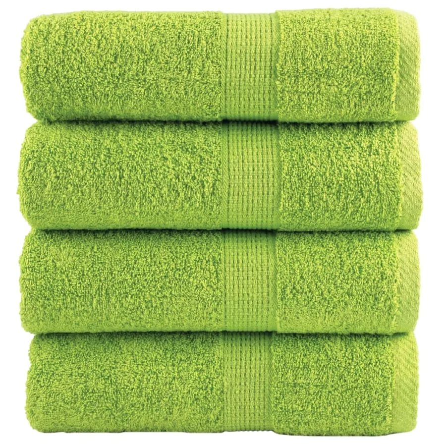 Serviettes de toilette Premium SOLUND 4 pièces Vert pomme 30 x 30 cm 600 g/m²