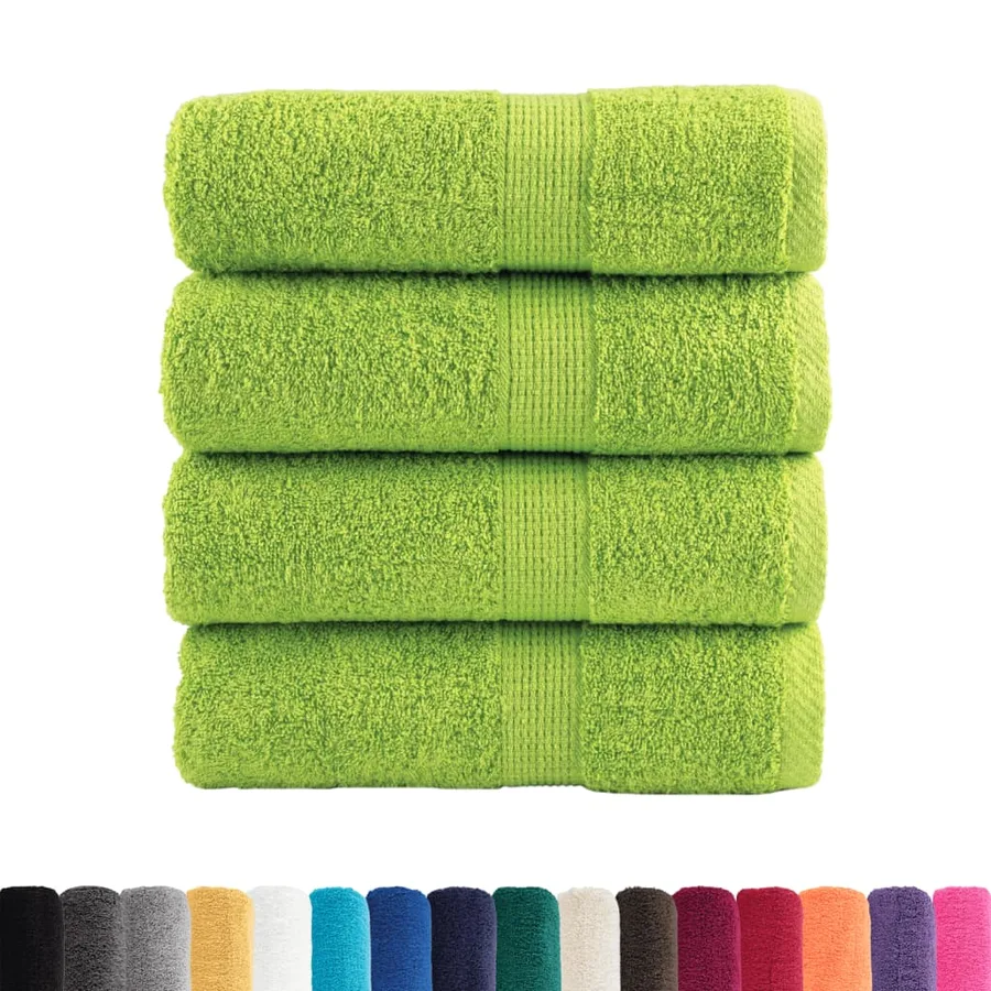 Serviettes de toilette Premium SOLUND 4 pièces Vert pomme 30 x 30 cm 600 g/m² - 2