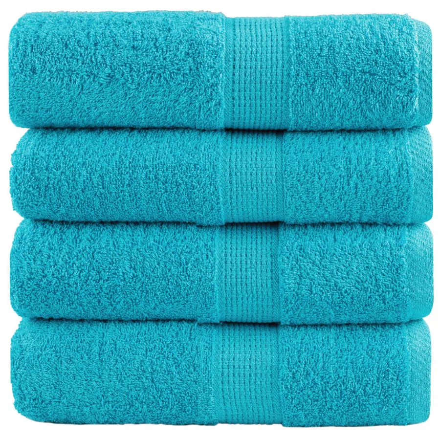 Serviettes de toilette premium SOLUND 4 pièces Turquoise 30 x 30 cm 600 g/m²