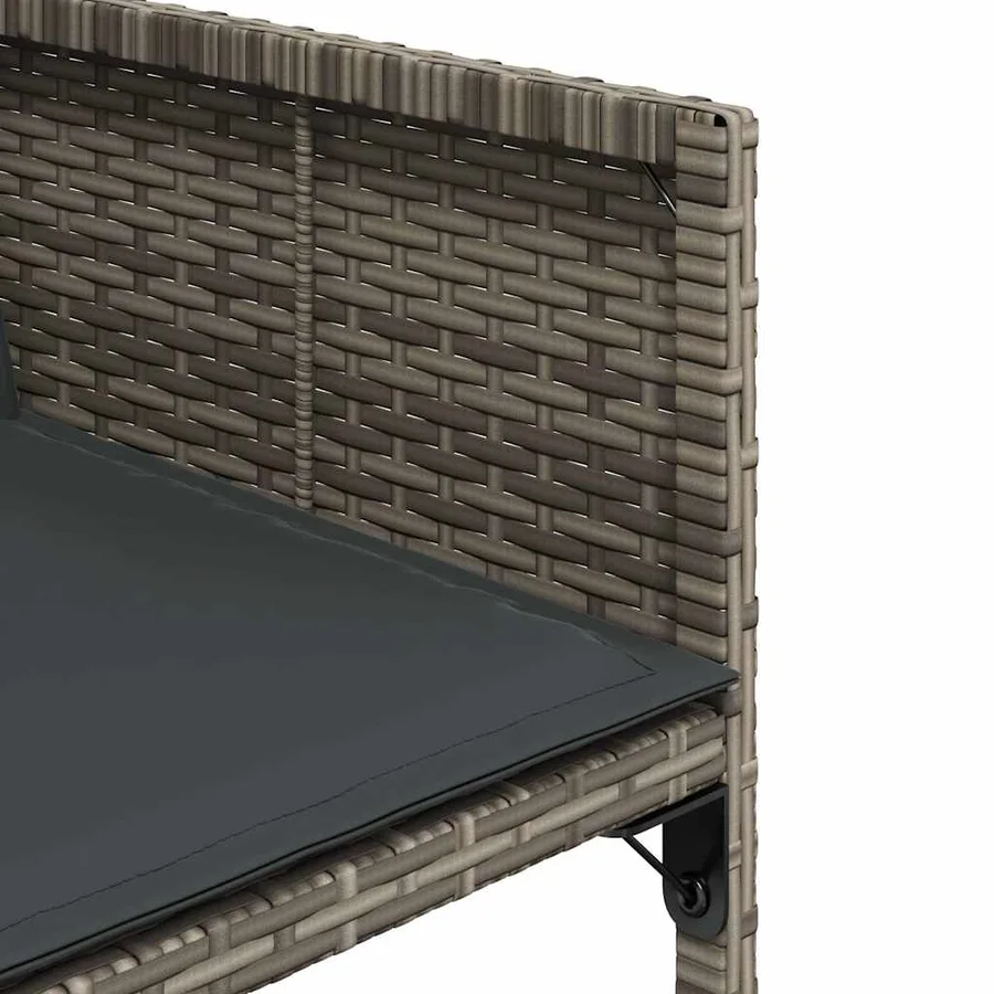 Ensemble à manger de jardin 9 pcs coussins gris résine tressée - 6