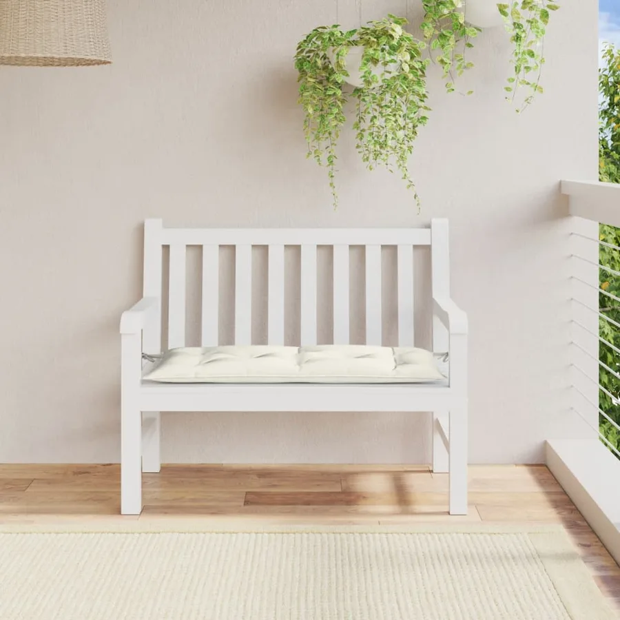 Coussin de banc de jardin crème mélangé 100x50x7 cm tissu - 3