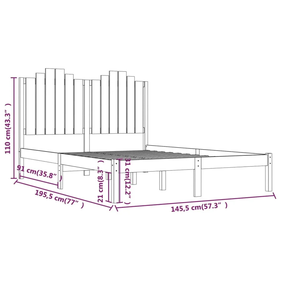 Cadre de lit Bois de pin massif 140x190 cm - 6