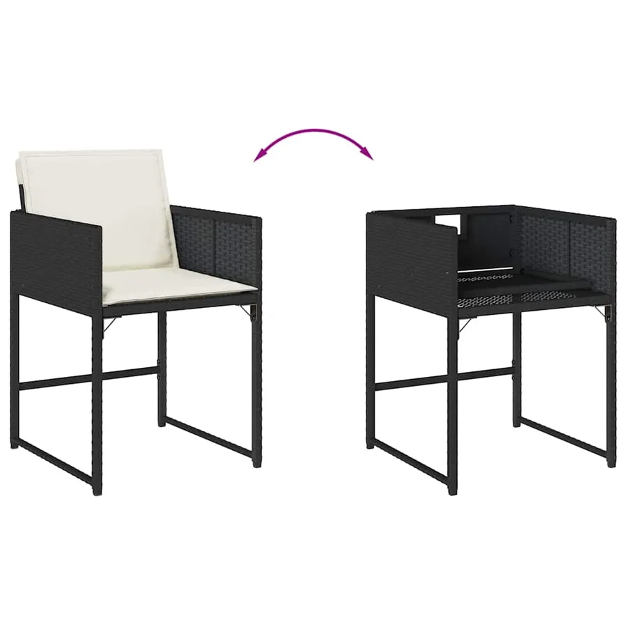 Ensemble à manger de jardin 17 pcs coussins noir résine tressée - 7