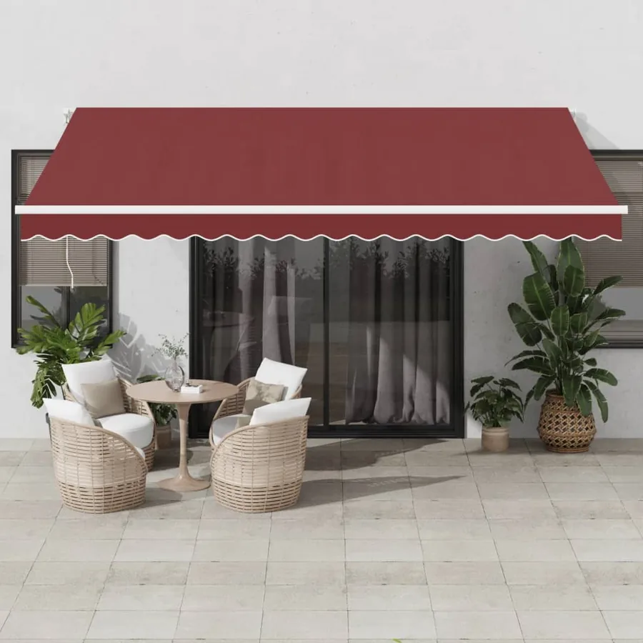 Auvent rétractable automatique avec LED bordeaux 450x350 cm
