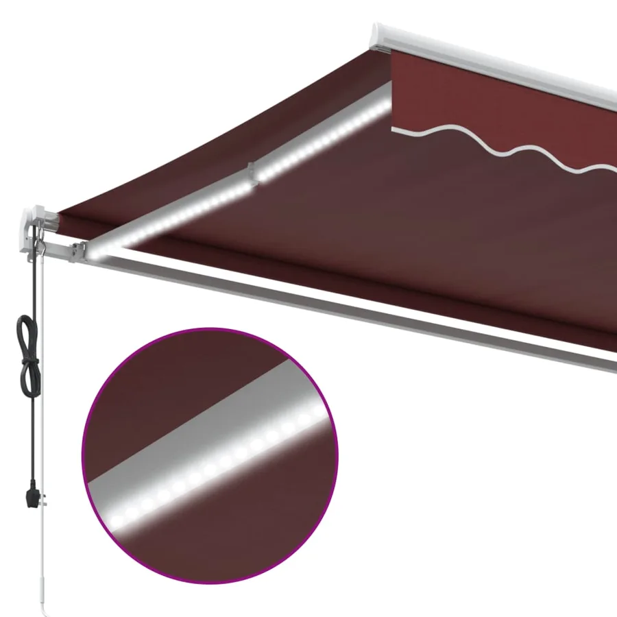 Auvent rétractable automatique avec LED bordeaux 450x350 cm - 8