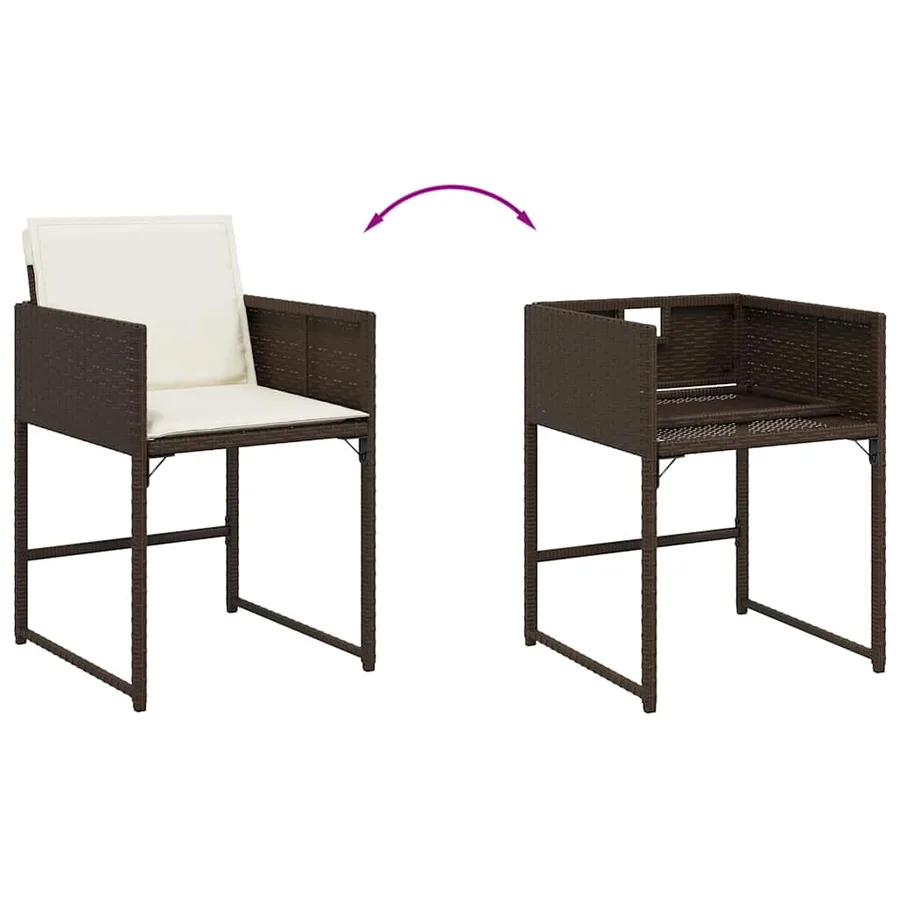 Ensemble à manger de jardin et coussins 11 pcs marron rotin - 7