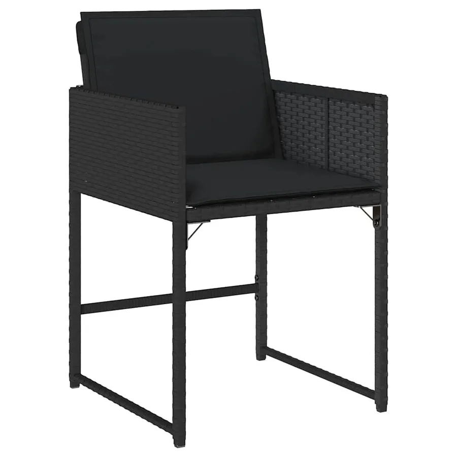 Ensemble à manger de jardin 9pcs coussins noir résine tressée - 4