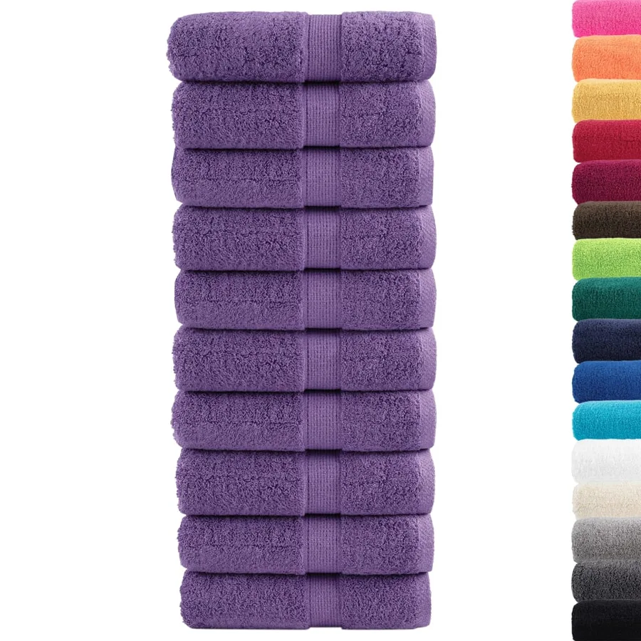 Serviettes de toilette Premium SOLUND 10 pièces Violet 30 x 30 cm 600 g/m² - 2