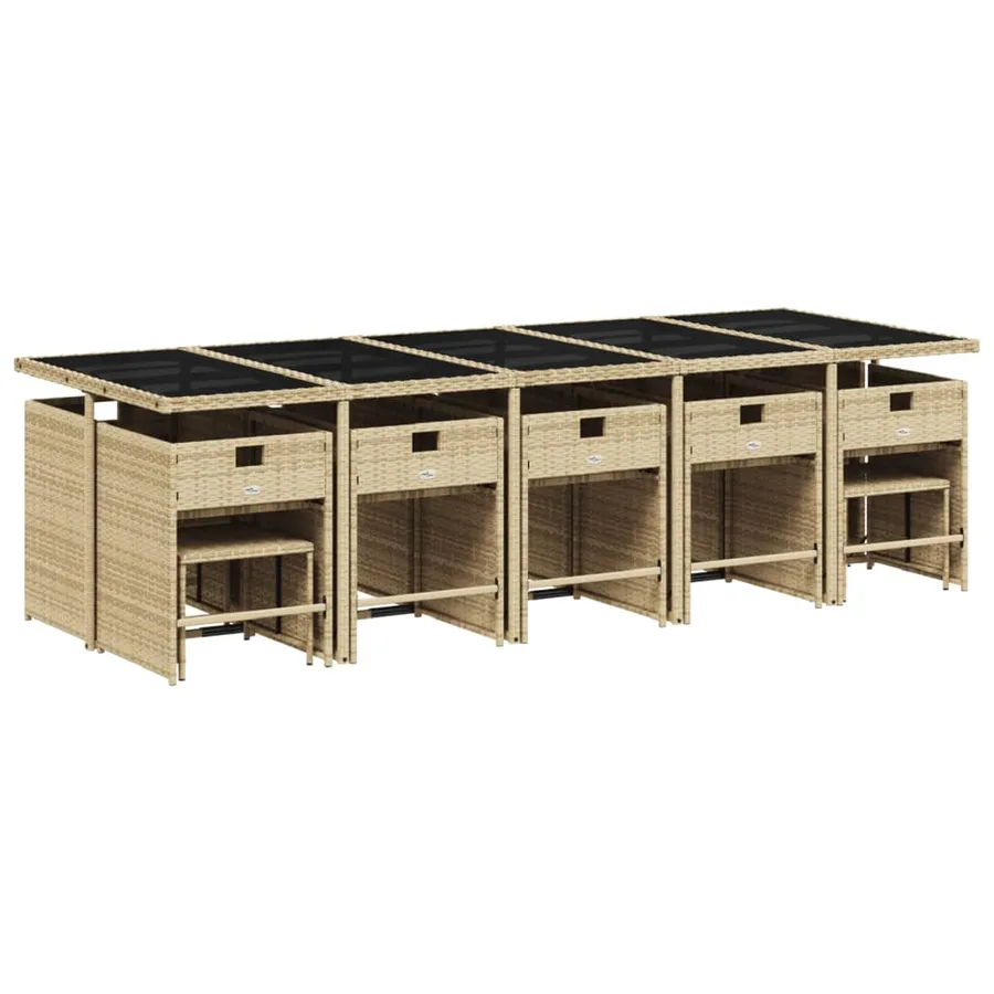 Ensemble à manger de jardin et coussins 15 pcs mélange beige - 3