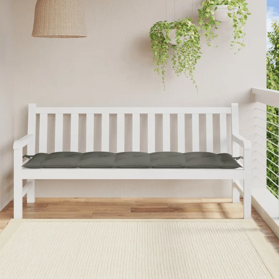 Coussin de banc de jardin gris foncé mélangé 180x50x7 cm tissu - 3