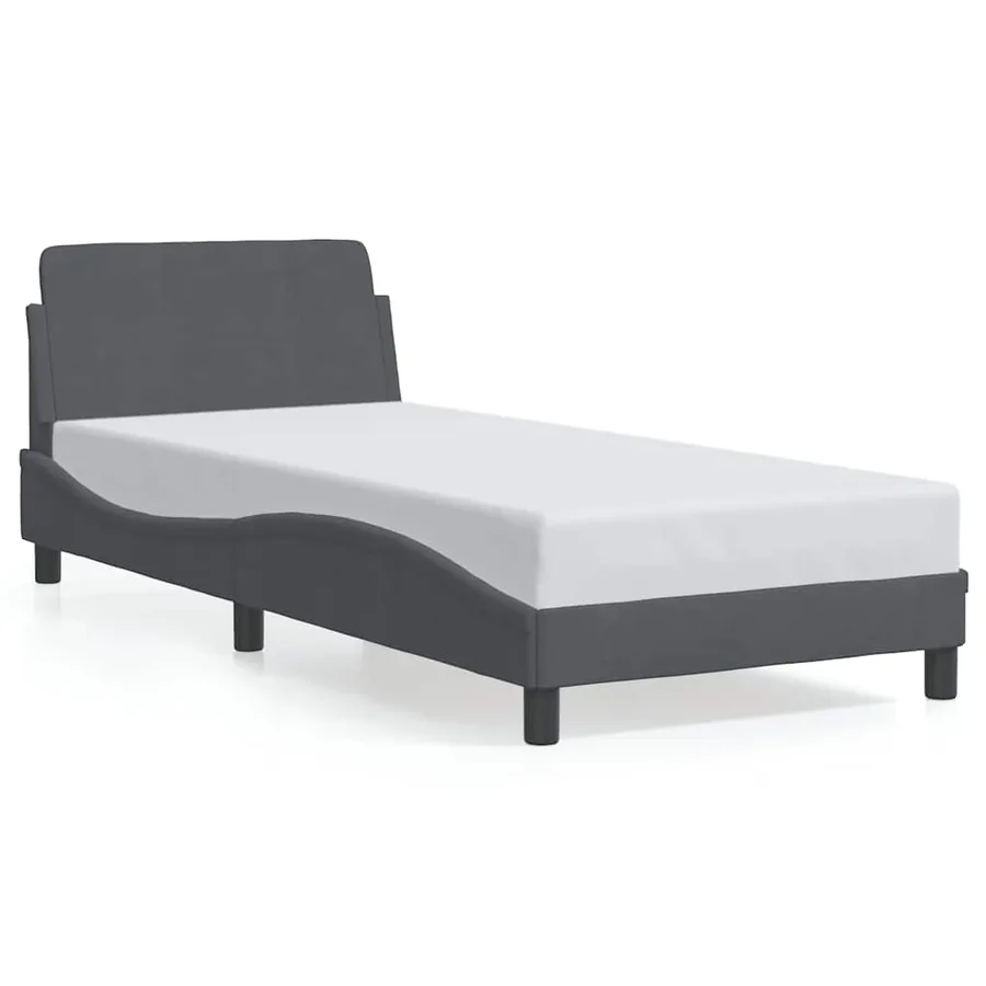 Cadre de lit Dover Gris foncé 90x190 cm velours - 2